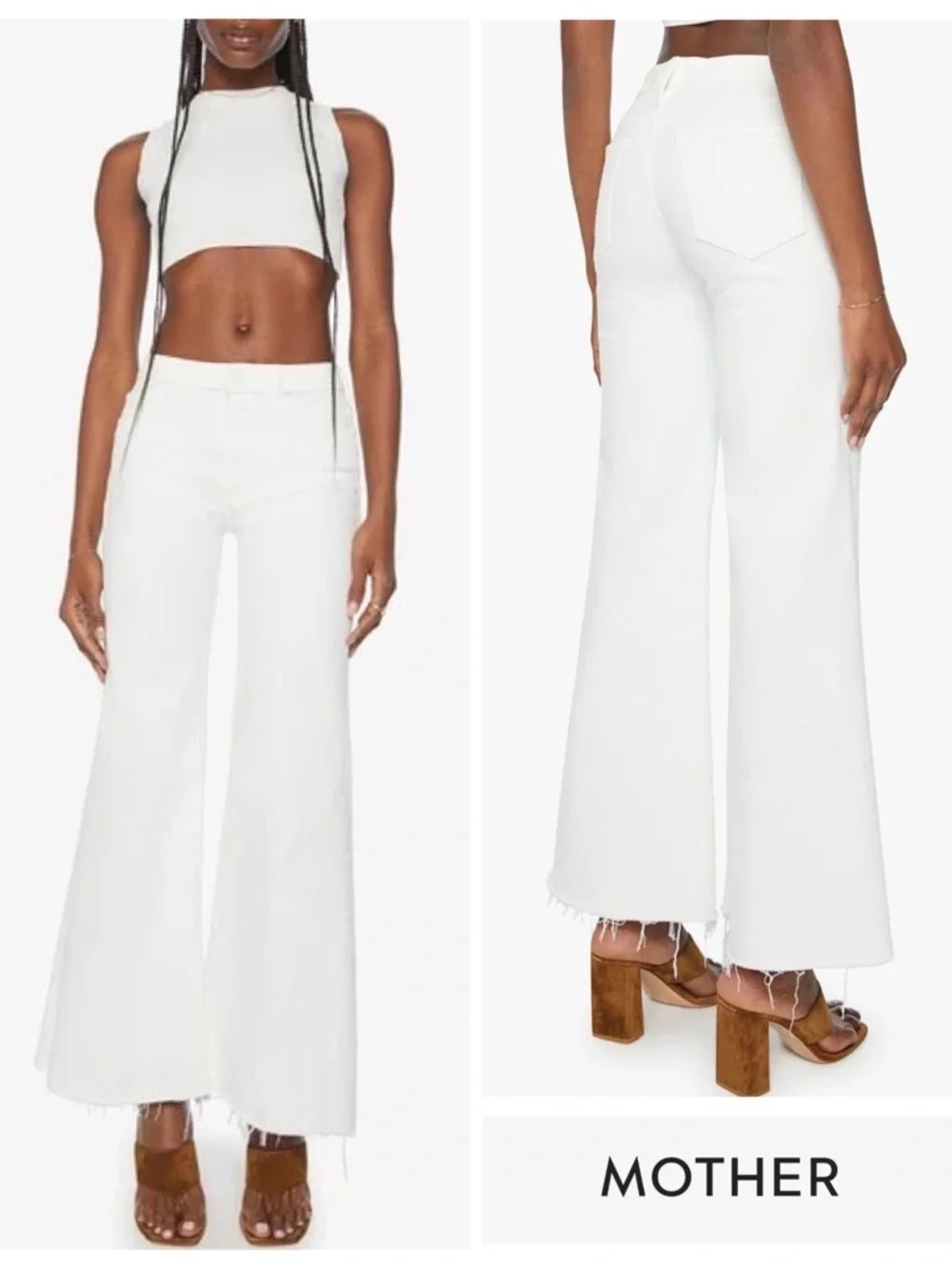 MOTHER Roller Fray Jeans Fairest of Them All White Size 27
